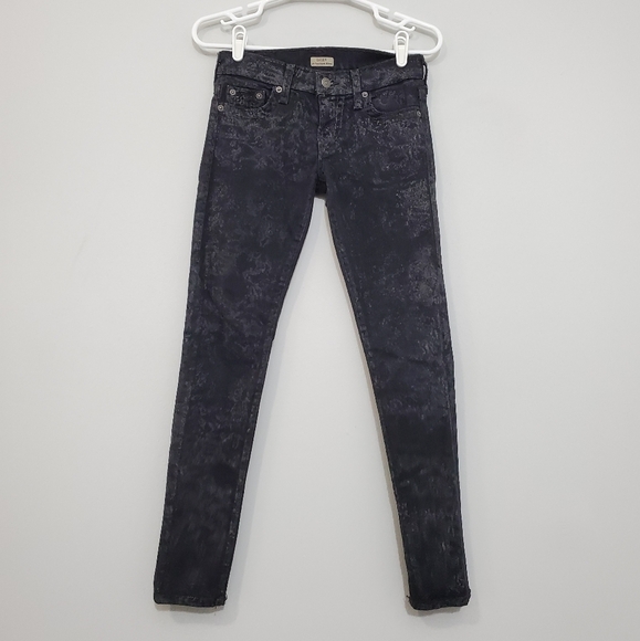 Jeans Mavi Serena Femme - Taille 26 - Coupe Super Skinny Noire Gris Floral - Occasion Très Bon état